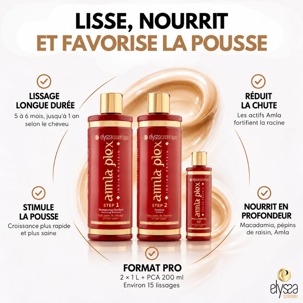 Kit Lissage Indien Amla Plex 2x1L + Soin Cheveux PCA 200 ml