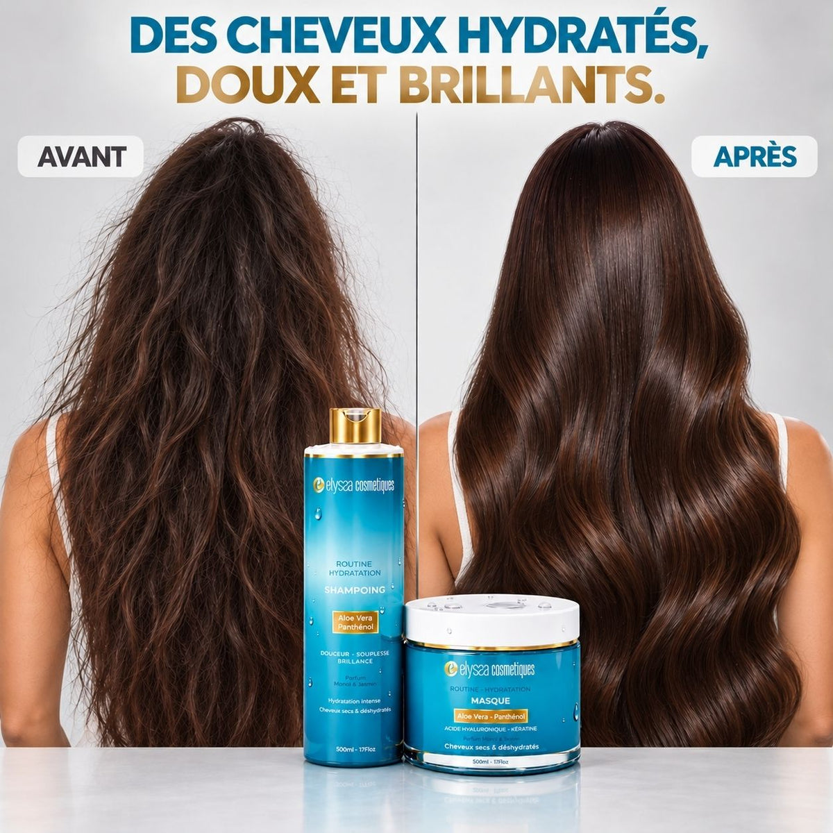Routine Hydratation — Shampoing + Masque | Cheveux secs & déshydratés | 2 × 500 ml