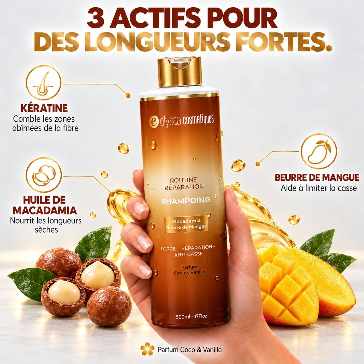Routine Réparation — Shampoing + Masque | Cheveux abîmés, colorés & cassants | 2 × 500 ml