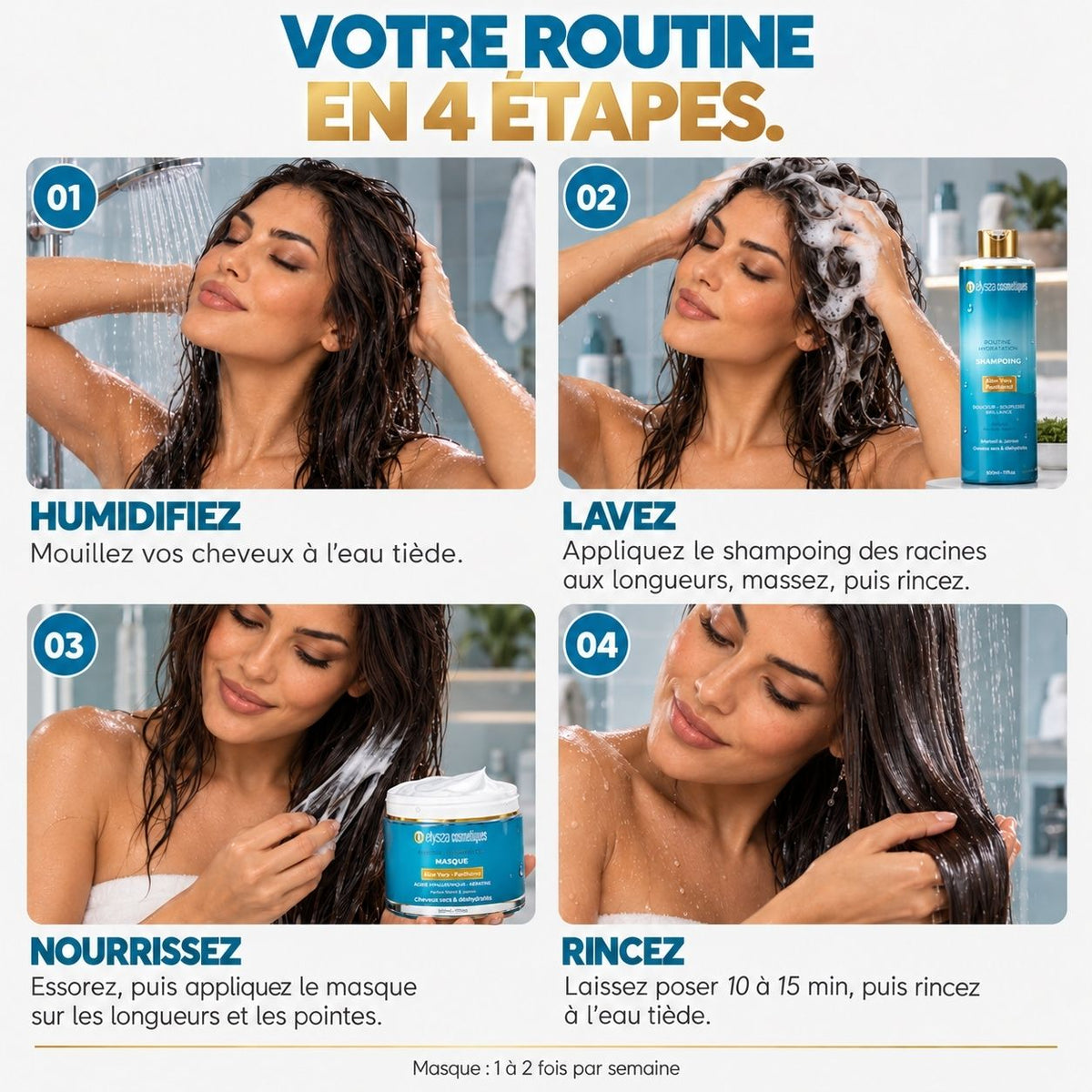 Routine Hydratation — Shampoing + Masque | Cheveux secs & déshydratés | 2 × 500 ml