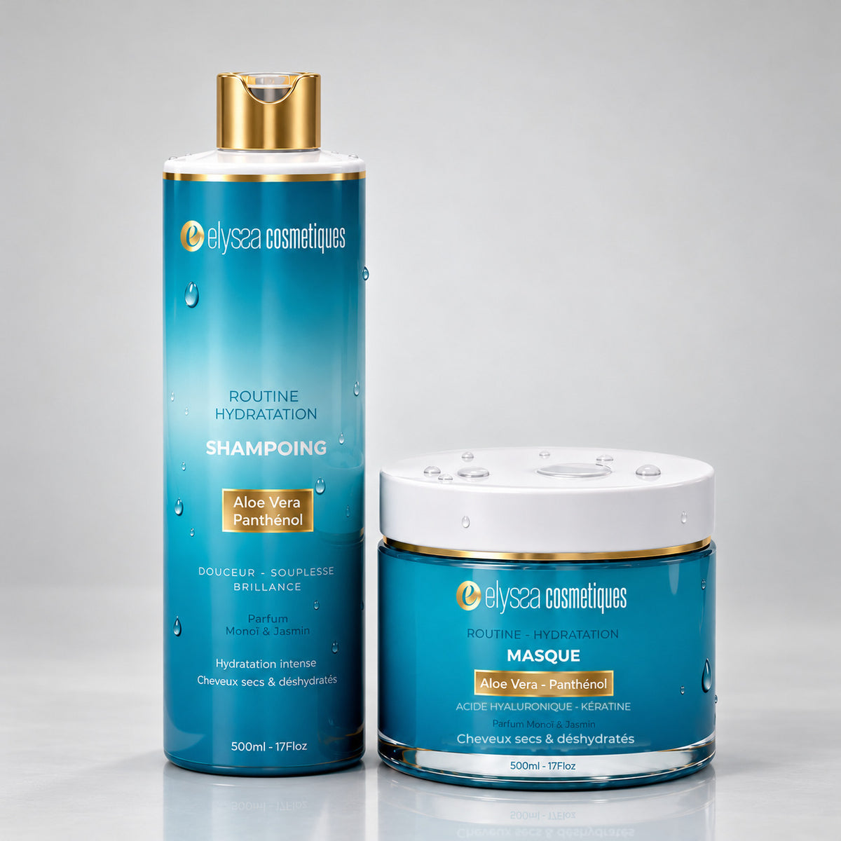 Routine Hydratation — Shampoing + Masque | Cheveux secs & déshydratés | 2 × 500 ml