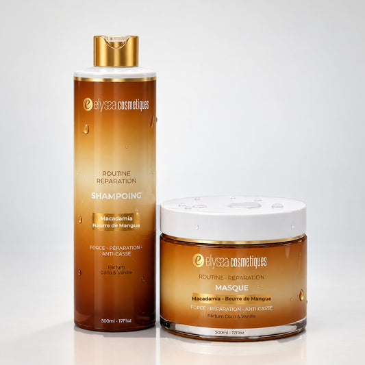 Routine Réparation — Shampoing + Masque | Cheveux abîmés, colorés & cassants | 2 × 500 ml