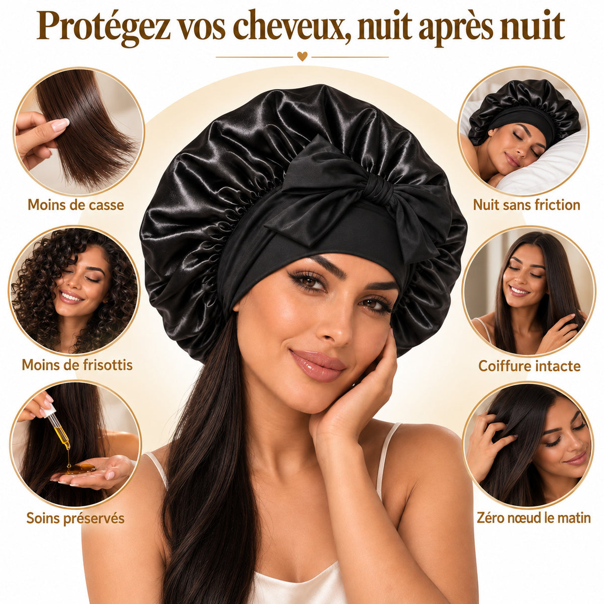 Charlotte en Satin Elyssa — Bonnet de Nuit Protection Cheveux