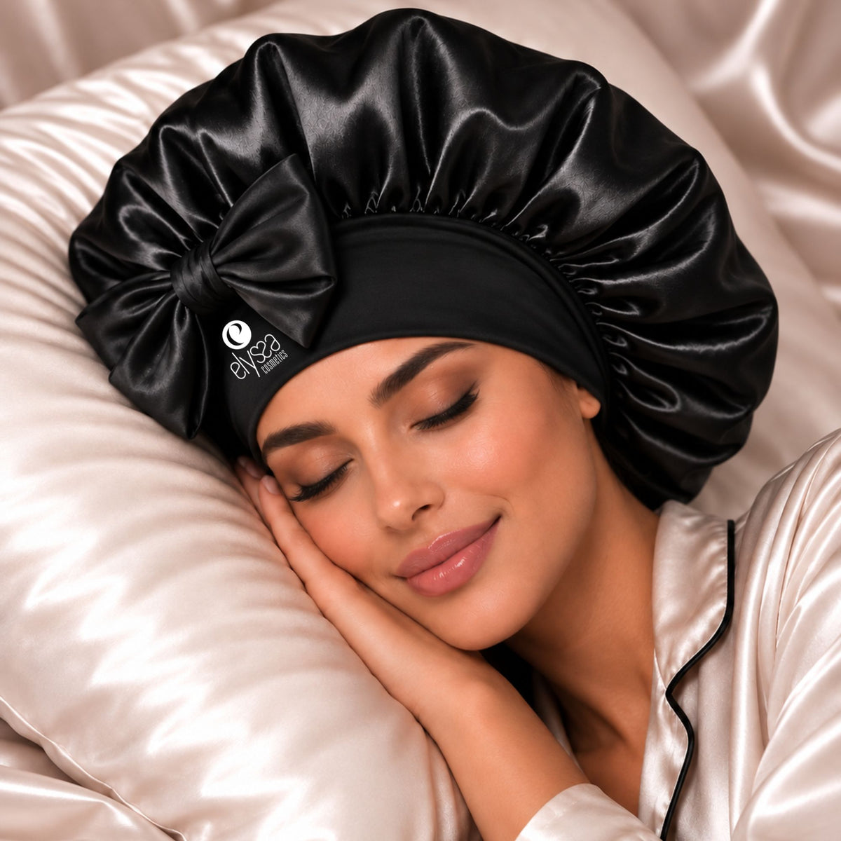 Charlotte en Satin Elyssa — Bonnet de Nuit Protection Cheveux