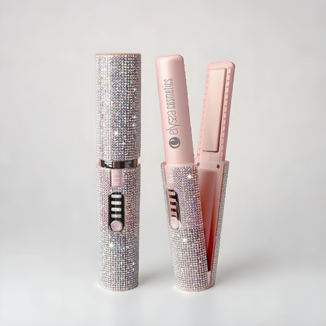 ELYSS’ GLOW | Mini Lisseur Cheveux Portable 2-en-1 avec Strass