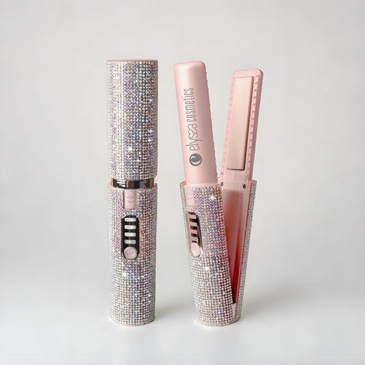ELYSS’ GLOW | Mini Lisseur Cheveux Portable 2-en-1 avec Strass